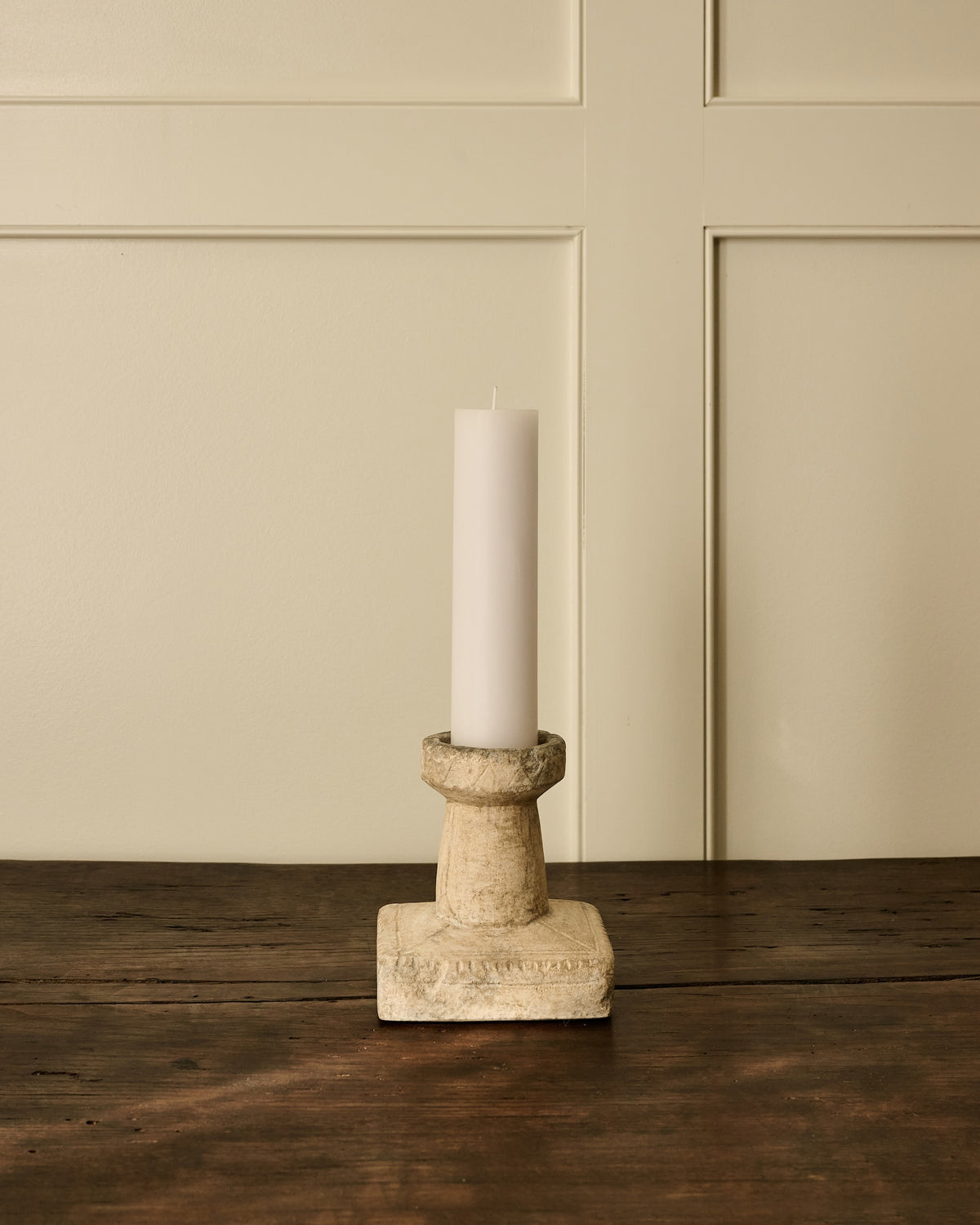 Natural Cast Stone Candleholder