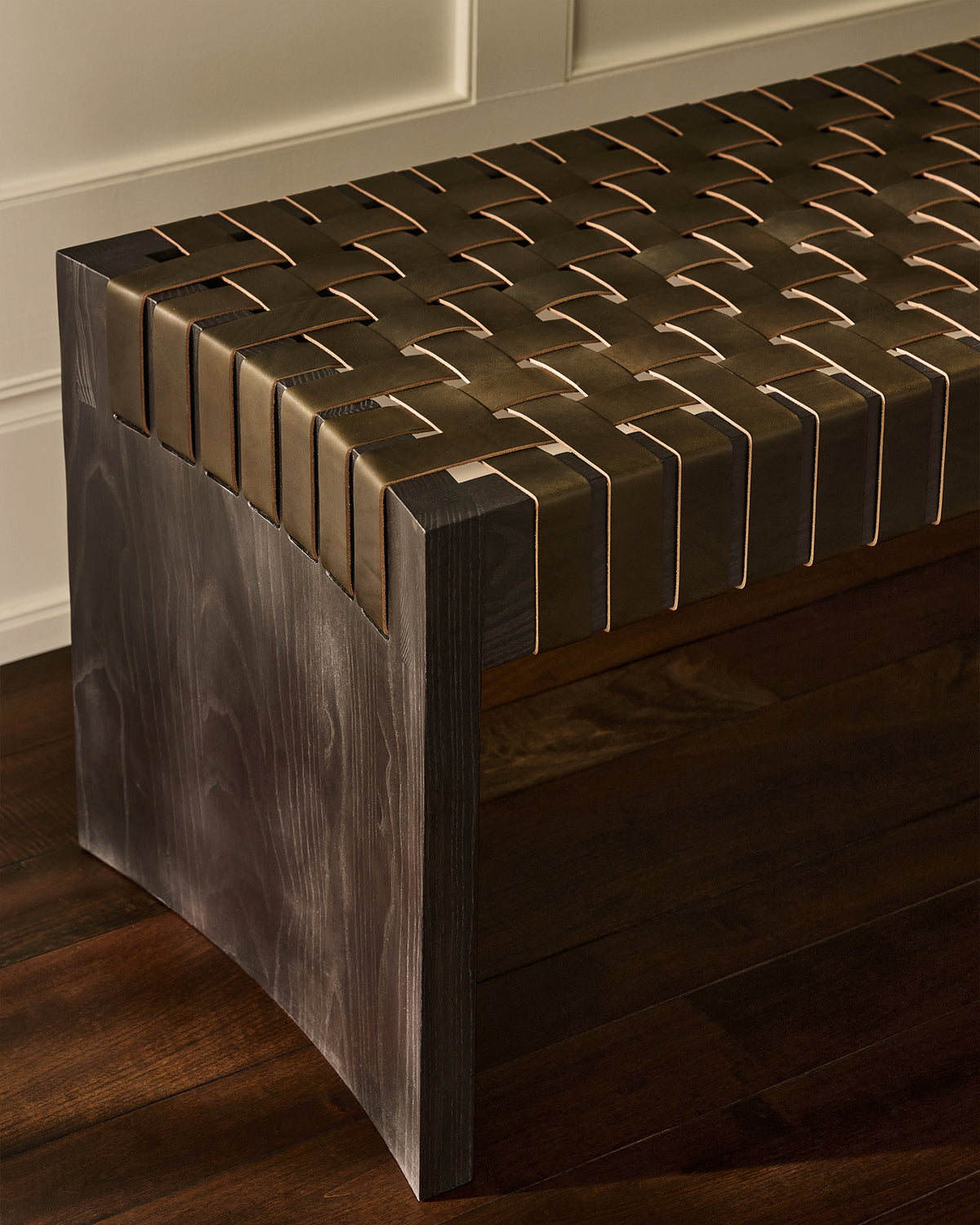 Ben | Charcoal Ash Wood & Green Leather