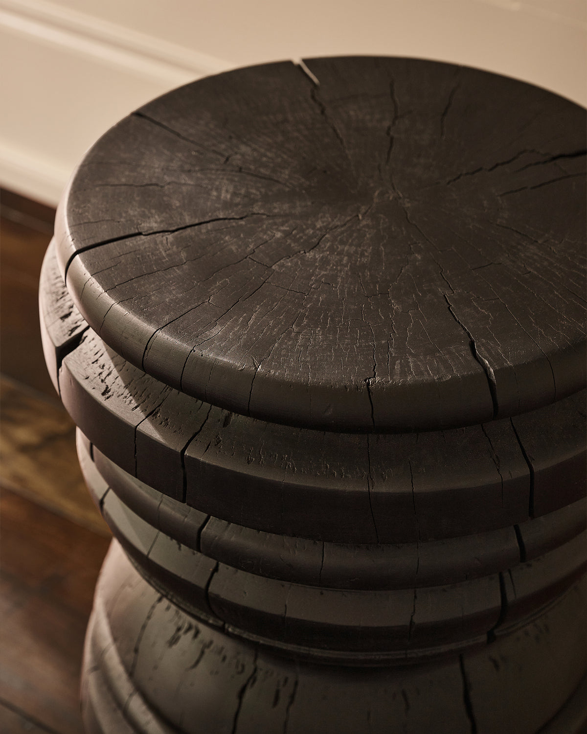 Blackened Wood Side Table
