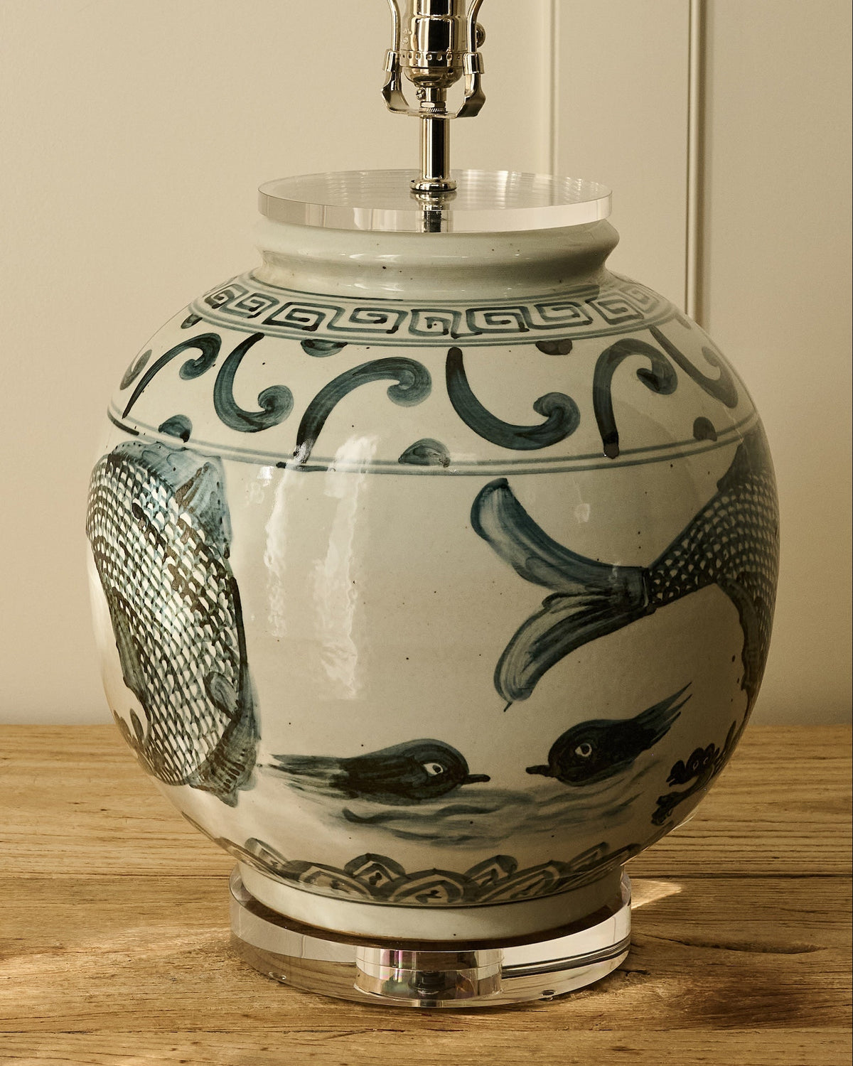 Indigo Fish Jar Table Lamp
