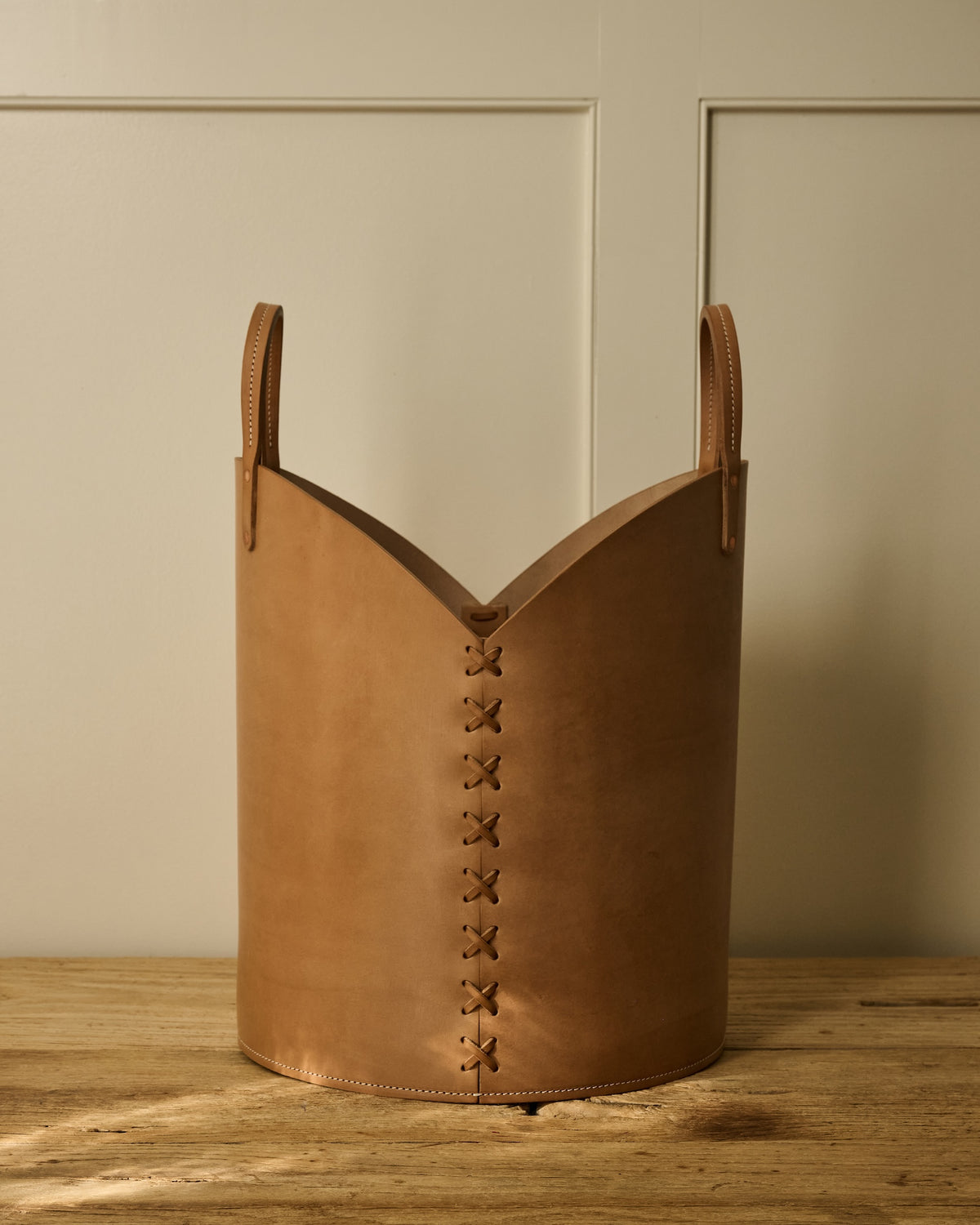 Leather Log Basket | Natural