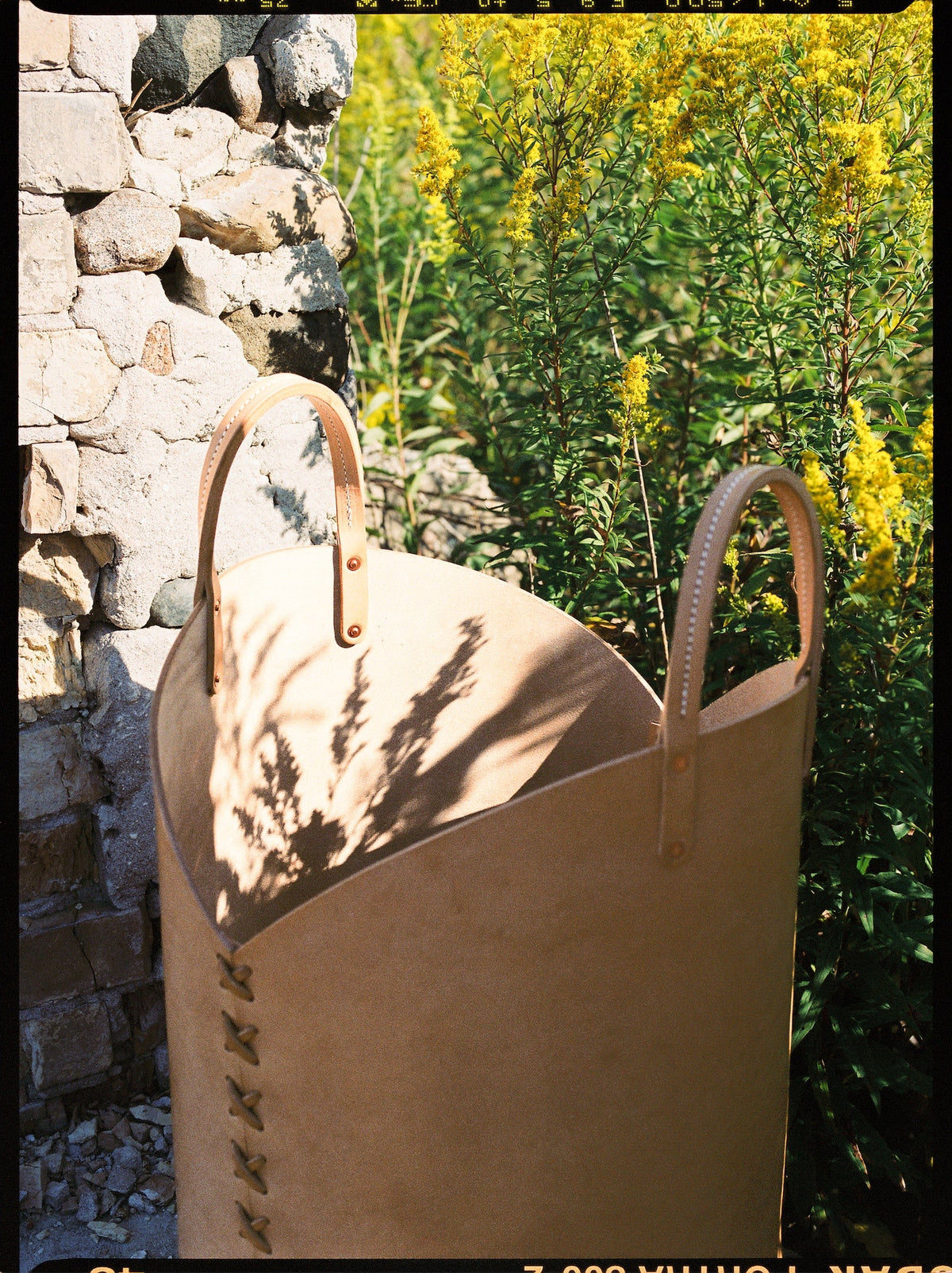 Leather Log Basket | Natural