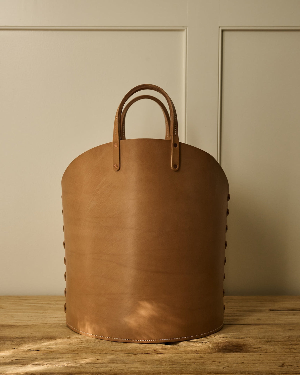 Leather Log Basket | Natural