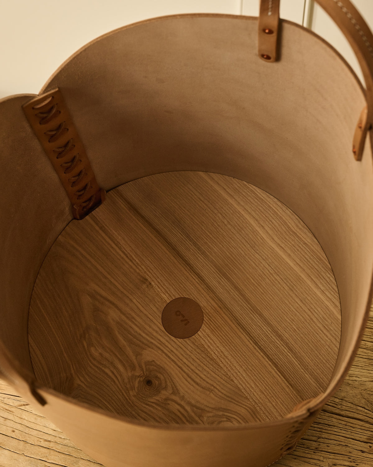 Leather Log Basket | Natural