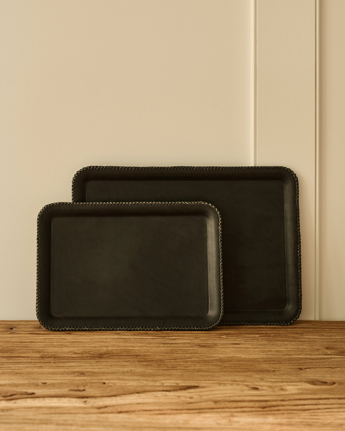 Leather Stitched Catchall | Black