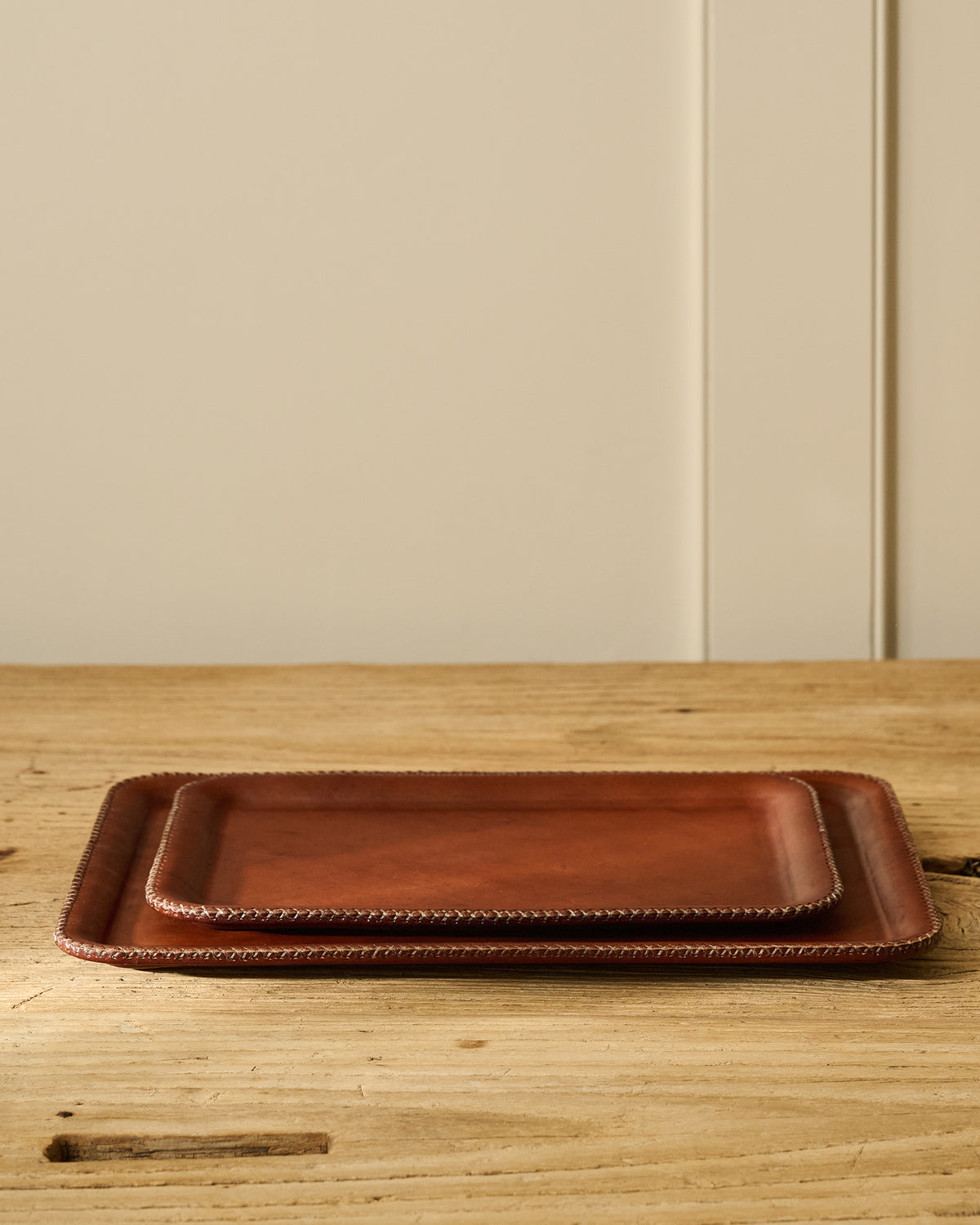Leather Stitched Catchall | Brown