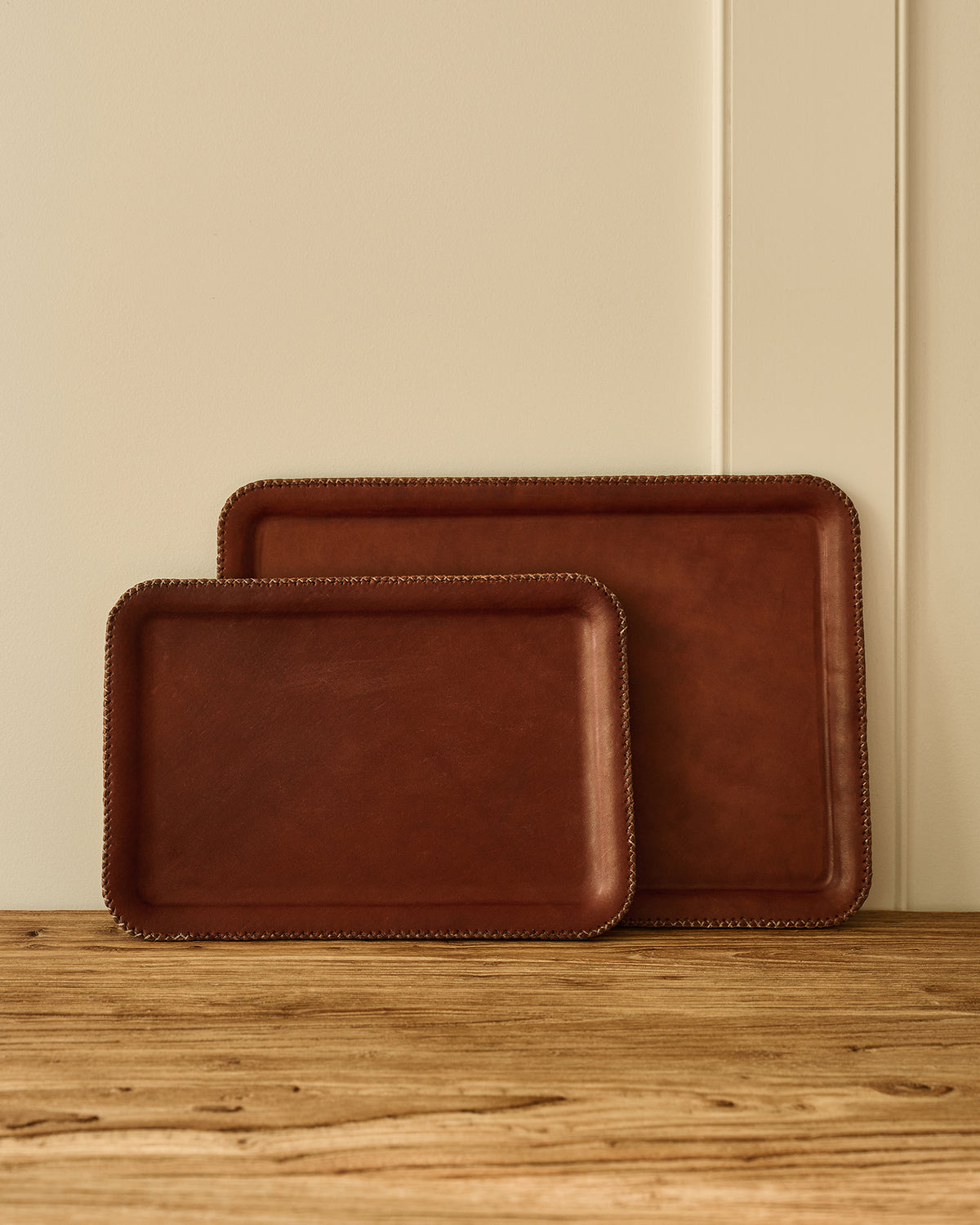 Leather Stitched Catchall | Brown