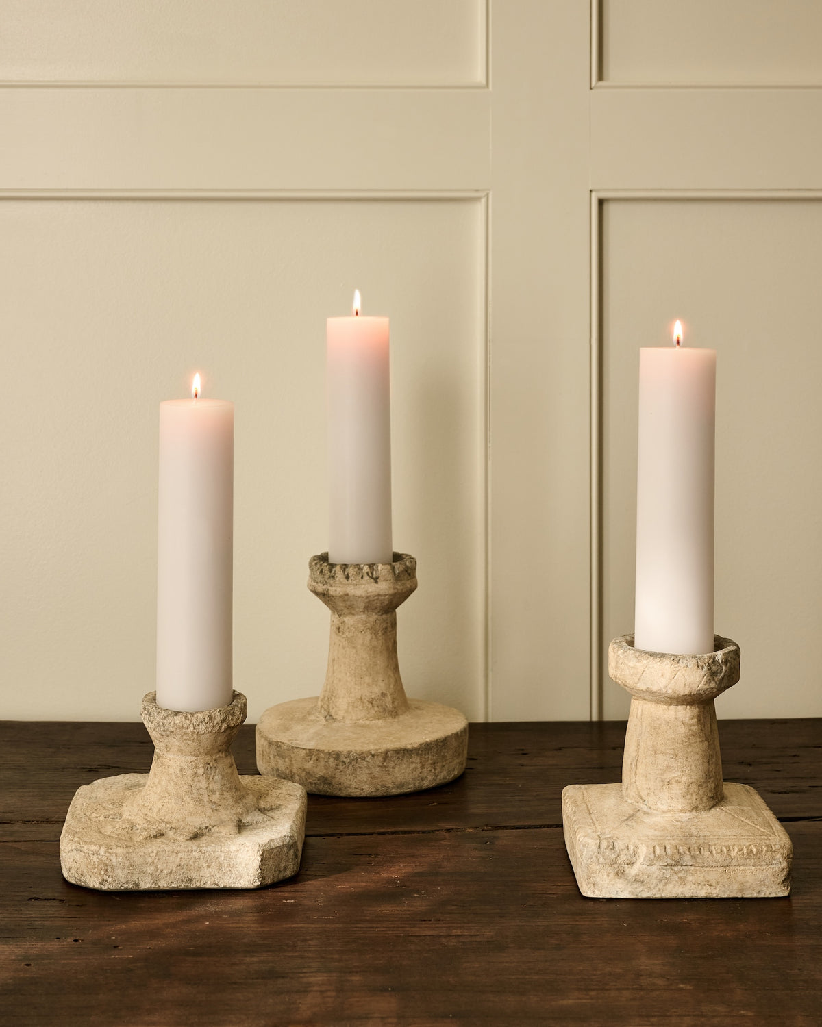Natural Cast Stone Candleholder