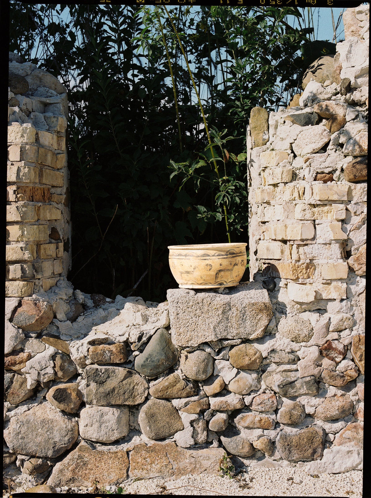 Natural Clay Bowl with Black Motif