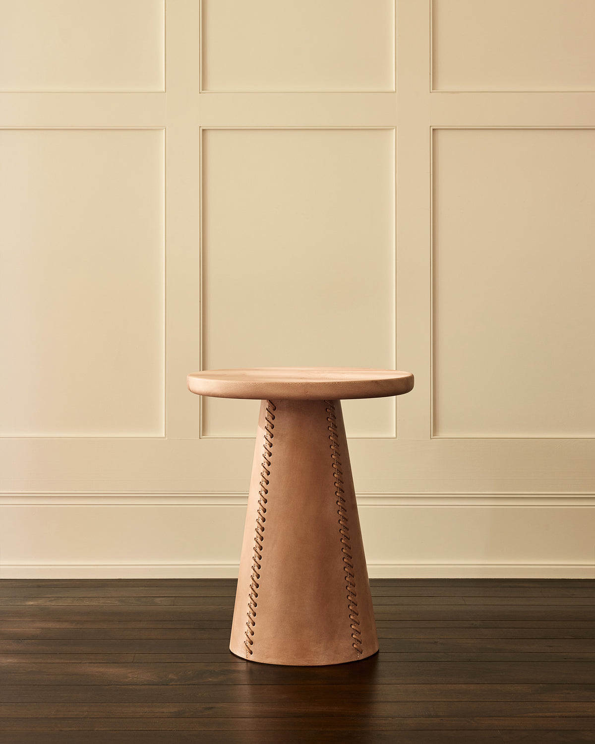 Taper Side Table | Natural Leather and London Plane Wood