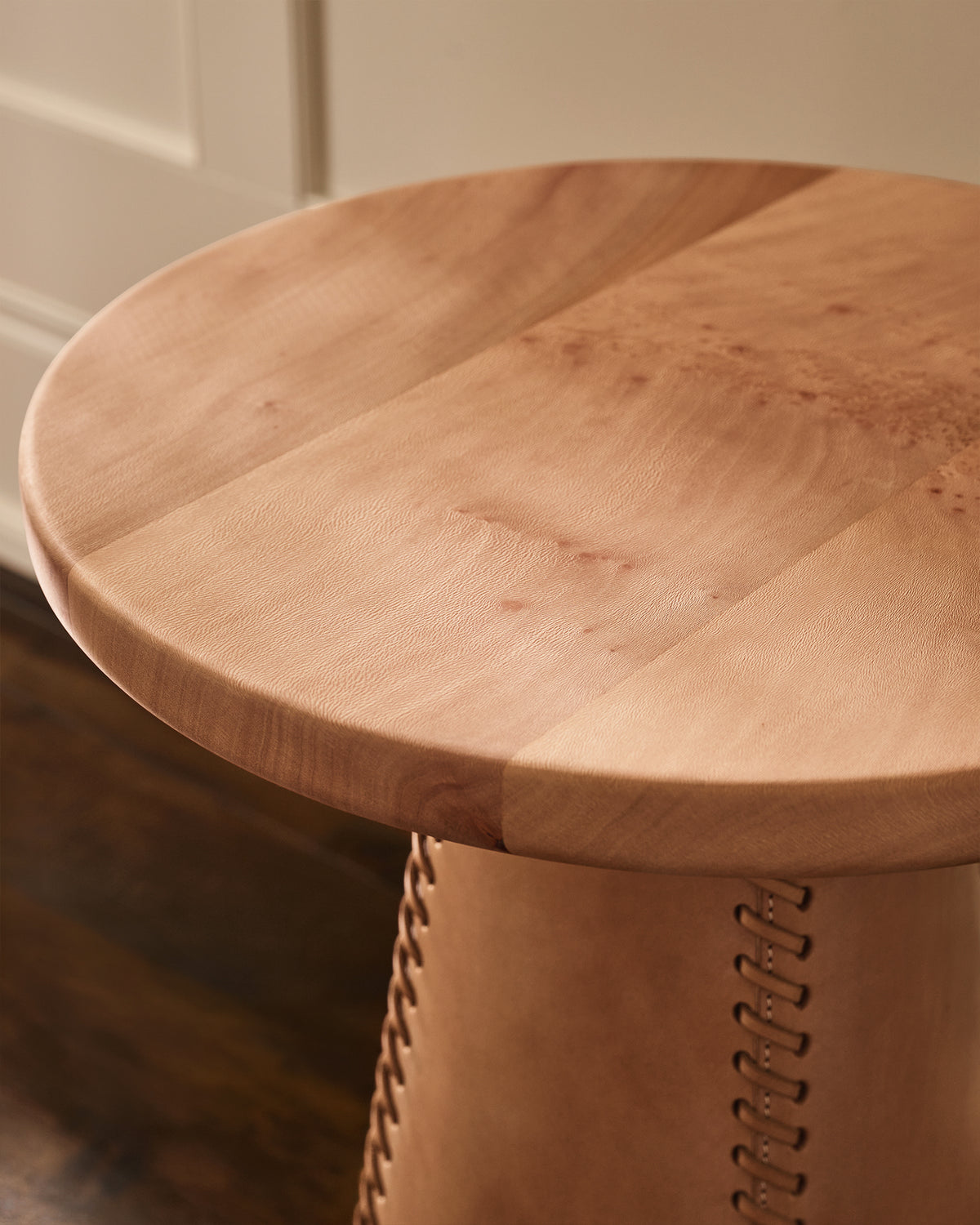 Taper Side Table | Natural Leather and London Plane Wood